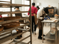 Esta foto mostra um ambiente de produção de alimentos em escala industrial.