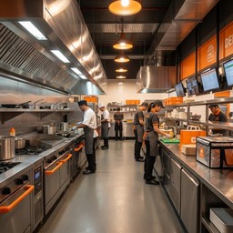 Cozinha industrial profissional para dark kitchen com estrutura adequada para alto volume de delivery